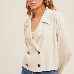 Rebel Queen Double Breasted Cropped Canvas Coat​